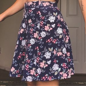 SO Kohl’s Blue Floral Casual Cute Skater Skirt Size XS
